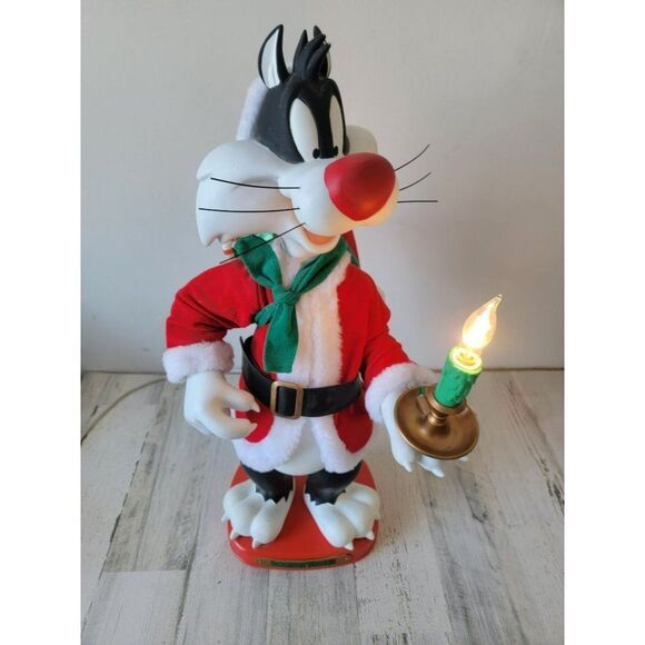 Looney Tunes Sylvester cat animated 1997 motionette Xmas Santa - Picture 2 of 16